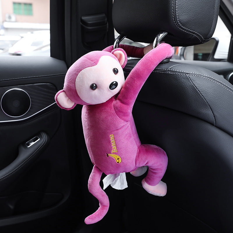 Hanging Pippi Monkey Tissue Box Car Tissue Pumping Car Seat Back Buckle Tissue Box Cartoon Cute