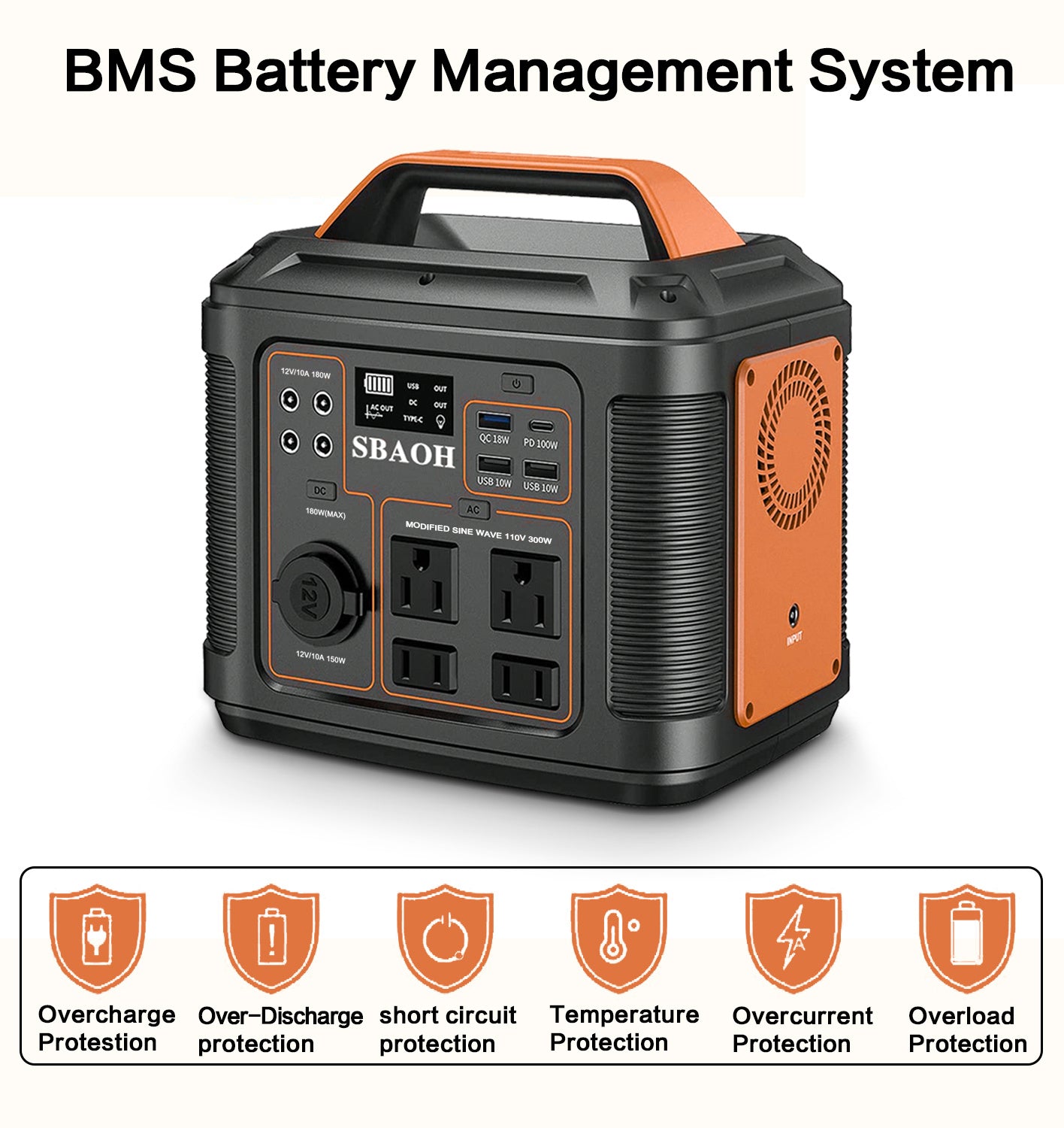 US Plug Portable Power Station P302,300W 296Wh Backup Lithium Battery, Solar Generator for Home and Outdoor Emergency Power Supply, Solar Panel Is Not Included