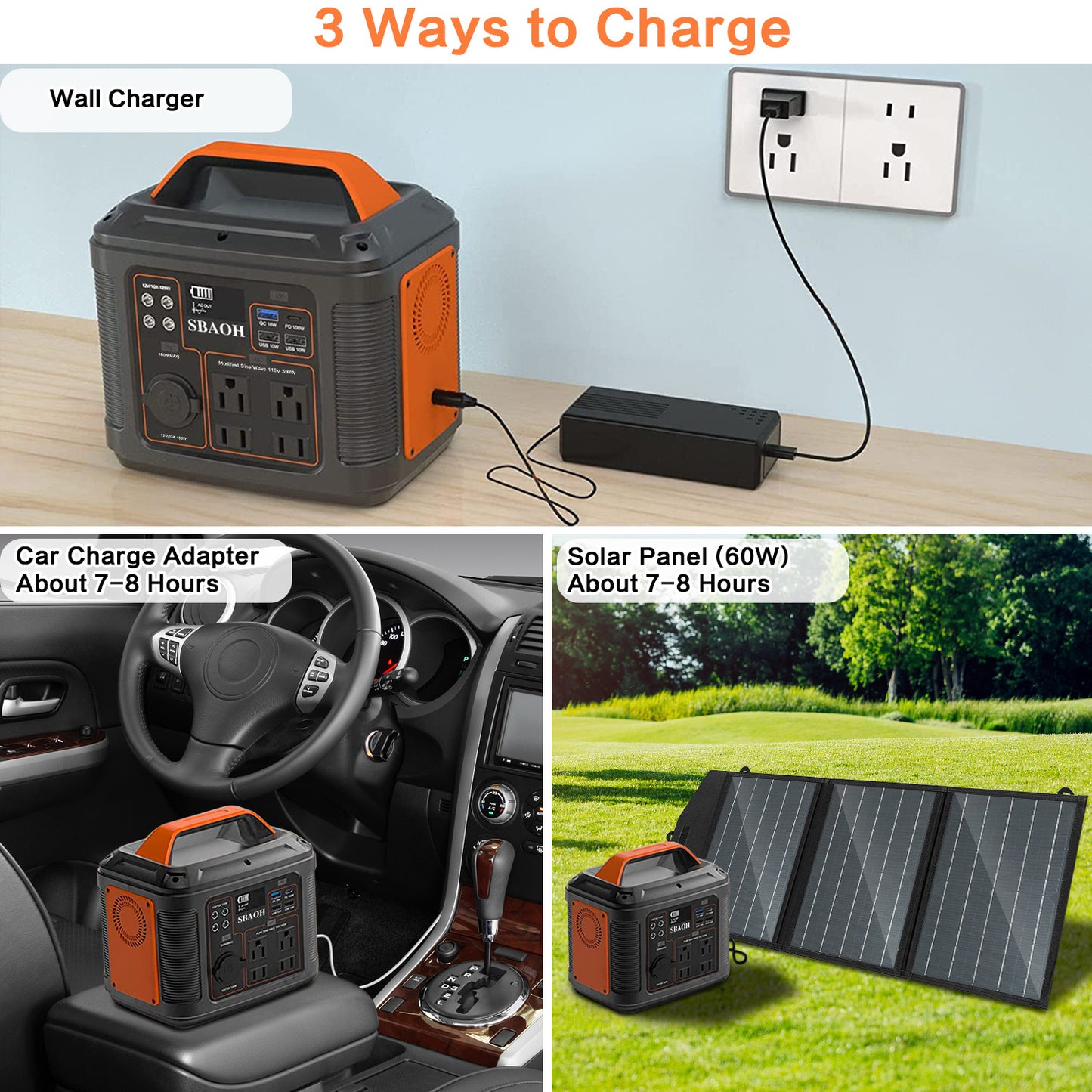 US Plug Portable Power Station P302,300W 296Wh Backup Lithium Battery, Solar Generator for Home and Outdoor Emergency Power Supply, Solar Panel Is Not Included