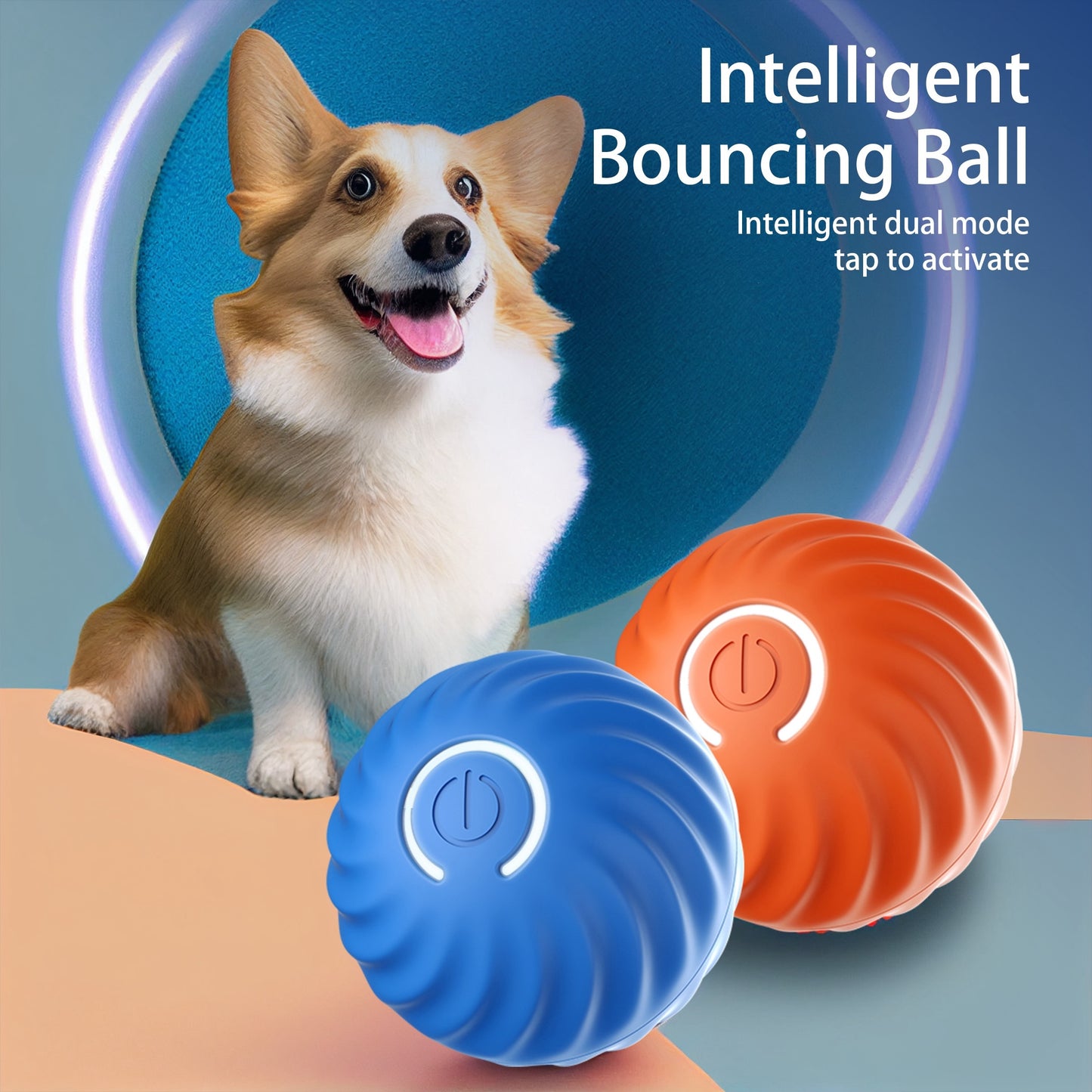 Interactive Bouncing Ball for Dogs, Automatic Smart Toy, Self-moving Rotating Stimulating Pet Entertainment