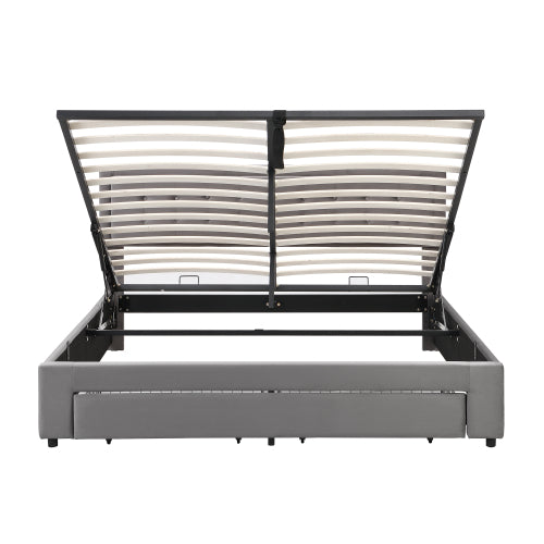 Upholstered Bed, Super King Size Bed-6ft180x200cm, Velvet Fabric, Double Bed, Large Storage Space, With Slats and Headboard, Without Mattress, Rey