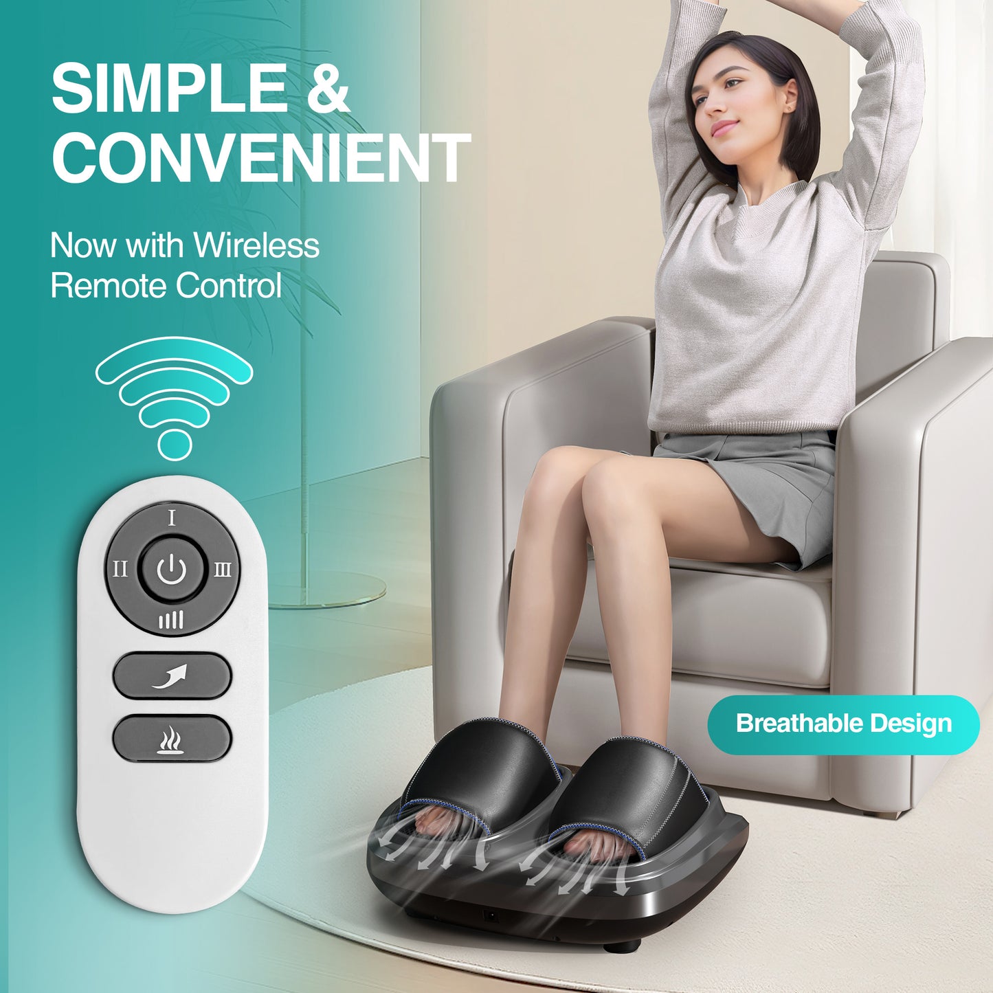 Hot Foot Massager Air Compression Foot Massager Deep Kneading Roll Precise Massage and Heating Function