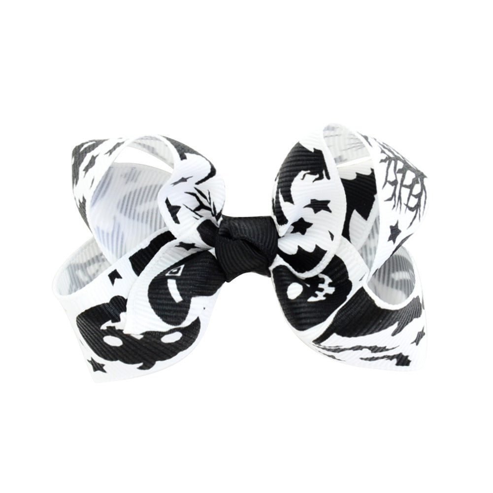 Halloween Bow Hair Clip Cartoon Printed Bow Children's Hair Accessories Head Accessories Wholesale Cross-Border Festival 751
