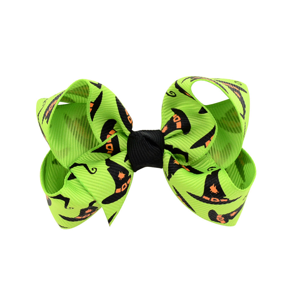 Halloween Bow Hair Clip Cartoon Printed Bow Children's Hair Accessories Head Accessories Wholesale Cross-Border Festival 751