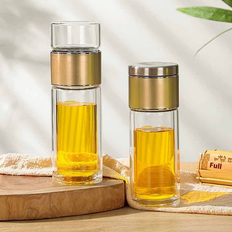 Double-layer Insulated Tea Water Separation Glass Cup
