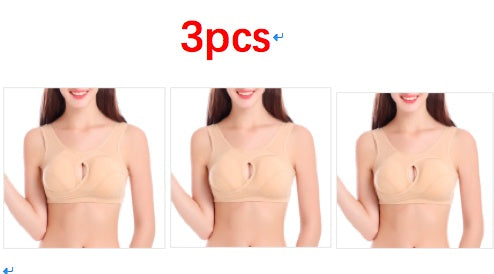 Women Bra Ladies Cotton Quake-Proof Underwear Sleep Tops No Buckles Non-Wire Lingerie with Removable Padded