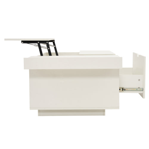 Lift Up Coffee Table, Coffee Table with Drawer, Wooden Tea Tables Sofa End Tables for Living Room Furniture, White