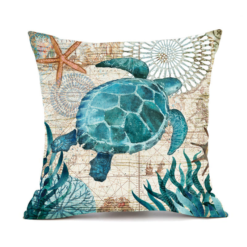 Cushion Covers Sea Turtle Printed Throw Pillowcases For Home Decor Sofa Chair Seat