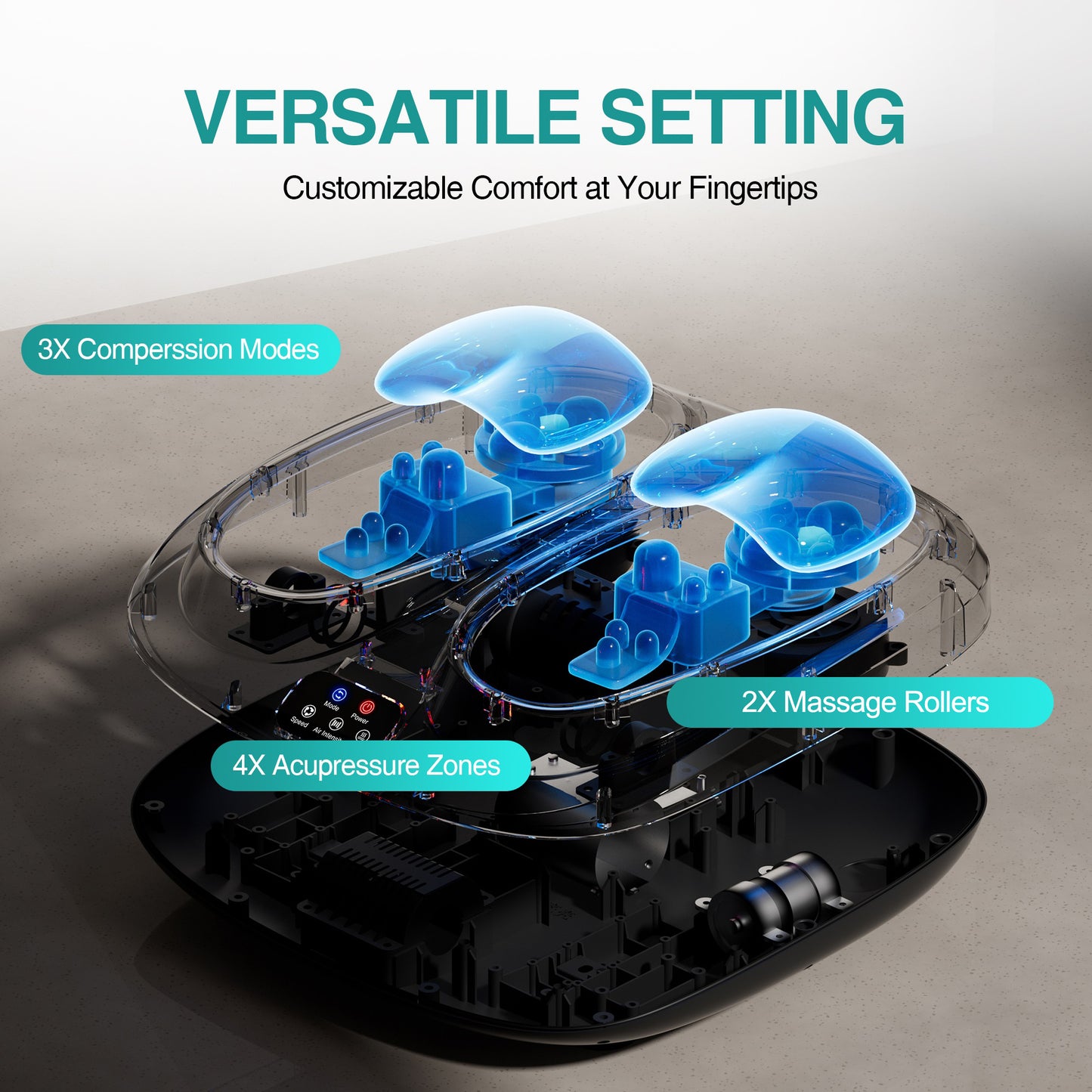 Hot Foot Massager Air Compression Foot Massager Deep Kneading Roll Precise Massage and Heating Function