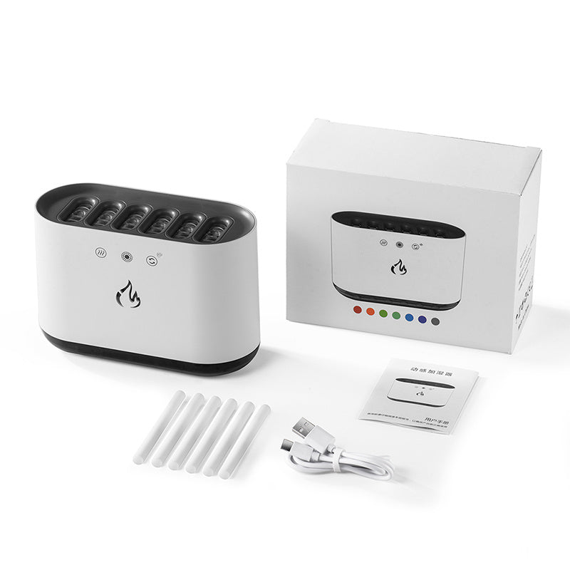Dynamic Flame Humidifier USB Portable H20 Smart Ultrasonic Voice-Control Room Humidifier With 7 Colors Light