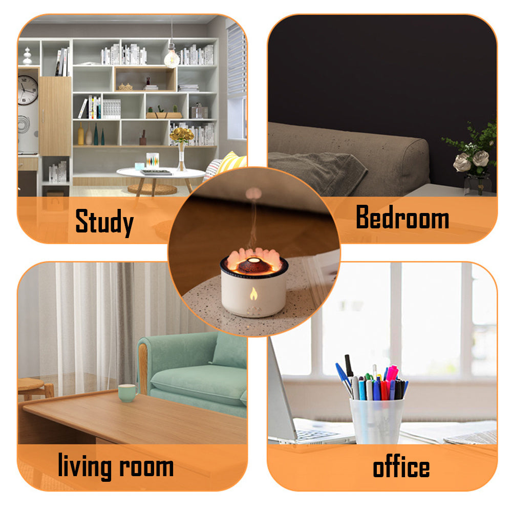 New Creative Ultrasonic Essential Oil Humidifier Volcano Aromatherapy Machine Spray Air Flame Humidifier Diffuser