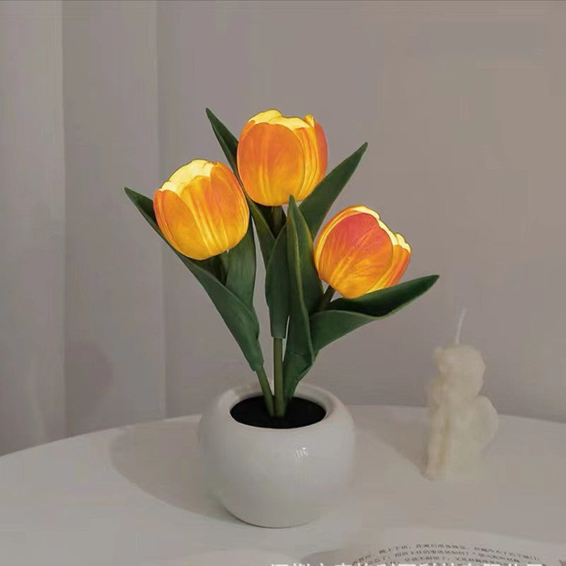 New Led Tulip Nightlight Simulation Bouquet Bedroom Bedside Decorative Atmosphere Lamp