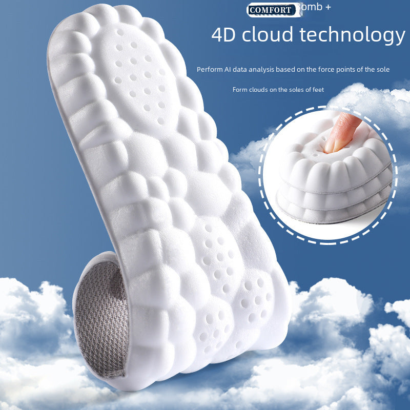 Cloud Tech Pu Massage Arch Support Insoles Men Shock Absorption Odor Resistant Sweat Absorption Step Poop Feel Sports Shoe