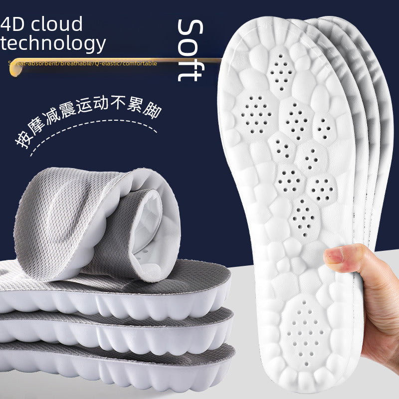 Cloud Tech Pu Massage Arch Support Insoles Men Shock Absorption Odor Resistant Sweat Absorption Step Poop Feel Sports Shoe