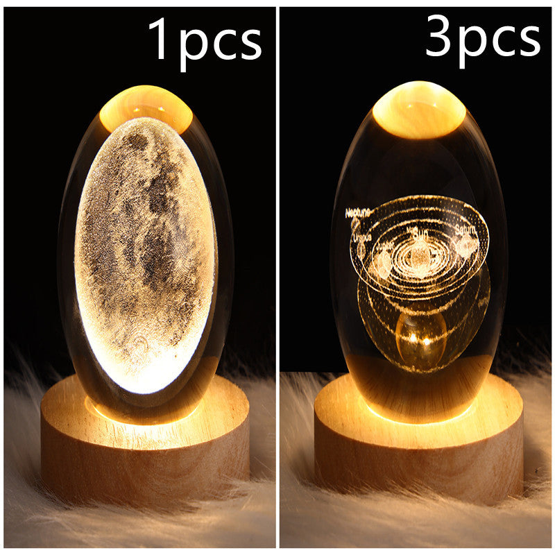 LED Night Light Galaxy Crystal Ball Table Lamp 3D Planet Moon Lamp Bedroom Home Decor for Kids Party Children Birthday Gifts