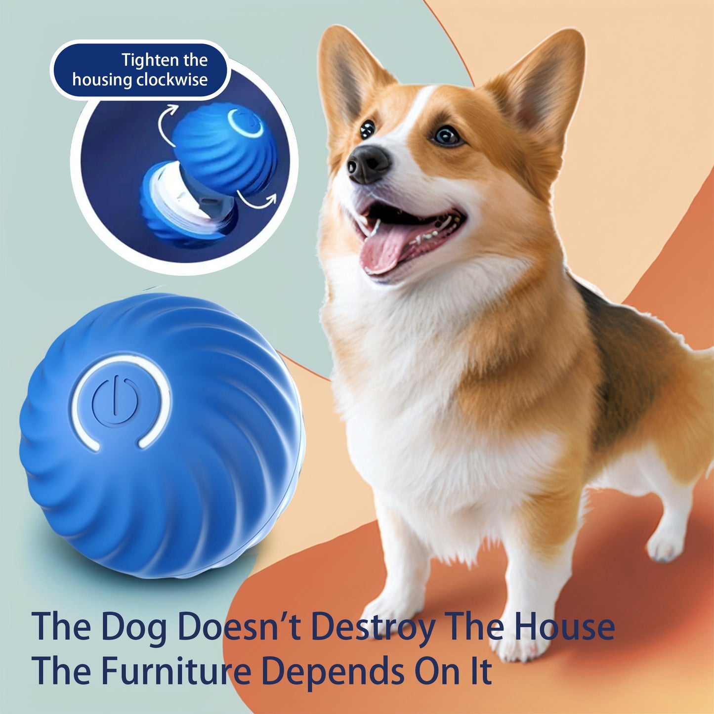 Interactive Bouncing Ball for Dogs, Automatic Smart Toy, Self-moving Rotating Stimulating Pet Entertainment