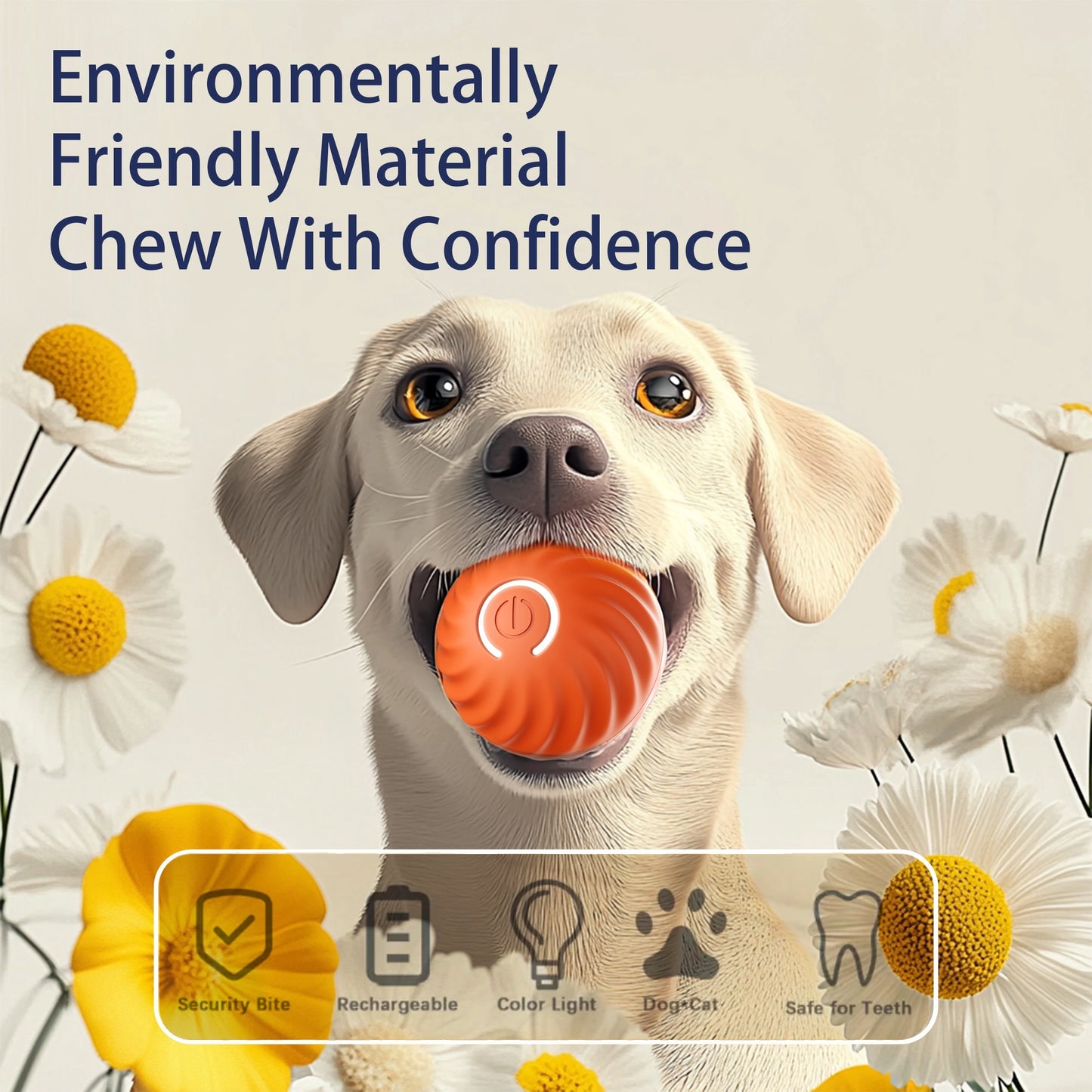 Interactive Bouncing Ball for Dogs, Automatic Smart Toy, Self-moving Rotating Stimulating Pet Entertainment