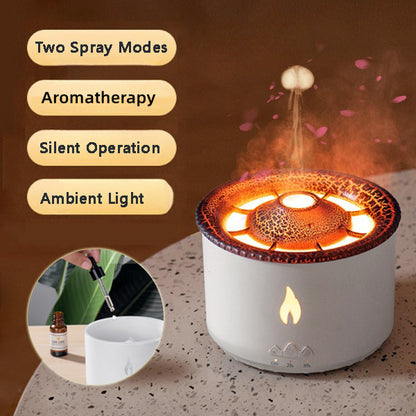 New Creative Ultrasonic Essential Oil Humidifier Volcano Aromatherapy Machine Spray Air Flame Humidifier Diffuser