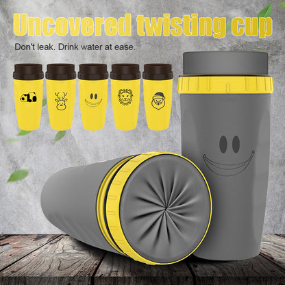 No Cover Twist Cup Travel Portable Cup Double Insulation Tumbler Straw Sippy Water Bottles Portable for Children Adults