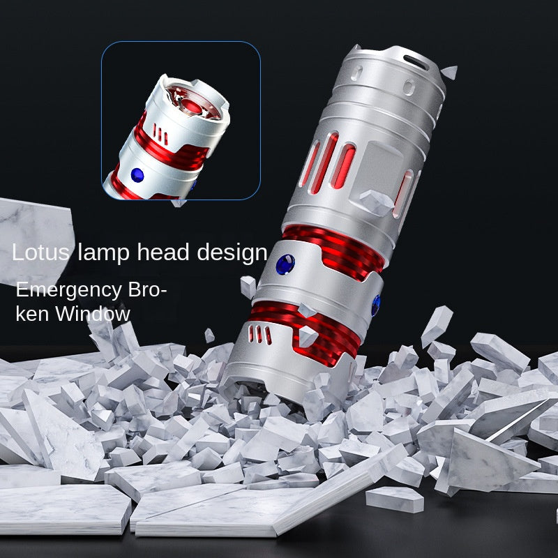 Portable Mini Flashlight Spiral Top Type-C Multifunctional Led Aluminum Alloy Strong Lighting Flashlight