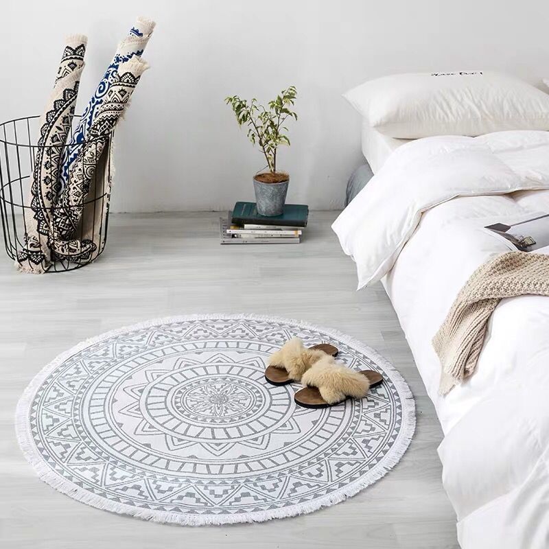 Nordic Ins Cotton And Linen Floor Mat Ethnic Style Round Carpet Door Mat Foot Mat Door Bedroom Anti-Slip Mat Bohemia