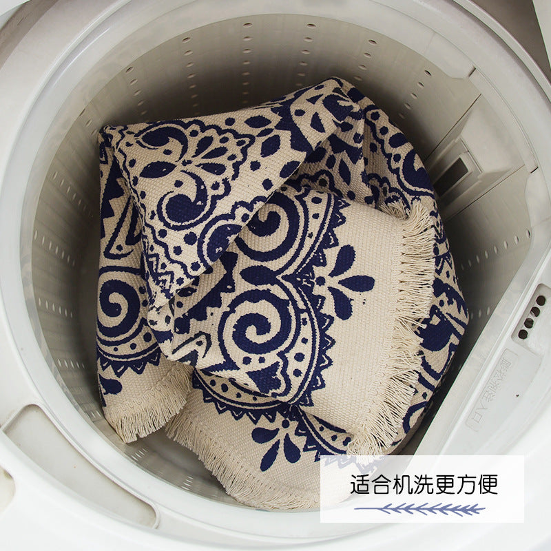 Nordic Ins Cotton And Linen Floor Mat Ethnic Style Round Carpet Door Mat Foot Mat Door Bedroom Anti-Slip Mat Bohemia
