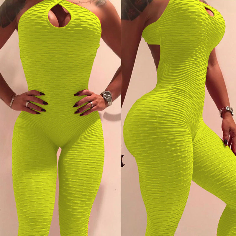 Jacquard Jumpsuit Sexy Hot Hip Yoga Clothes Jumpsuit Women&#039;s Backless Fitness Pants