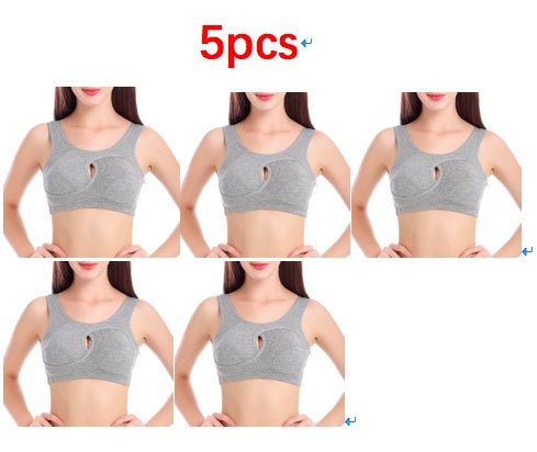 Women Bra Ladies Cotton Quake-Proof Underwear Sleep Tops No Buckles Non-Wire Lingerie with Removable Padded