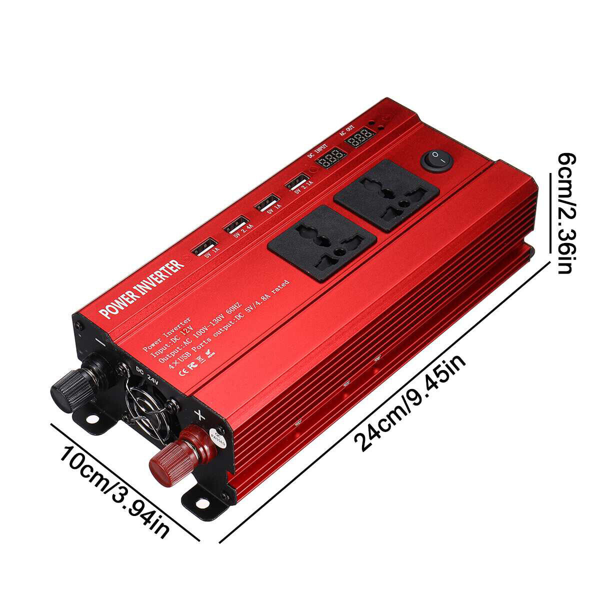 6000W Car Power Inverter Converter DC 12V To AC 240V 4 USB 2 UK Socket Sine Wave