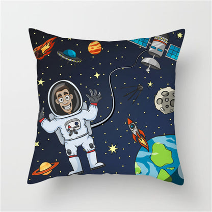 Spaceship Cartoon Cushion Cover Astronaut Rocket Pillow Case Household Pillow Case