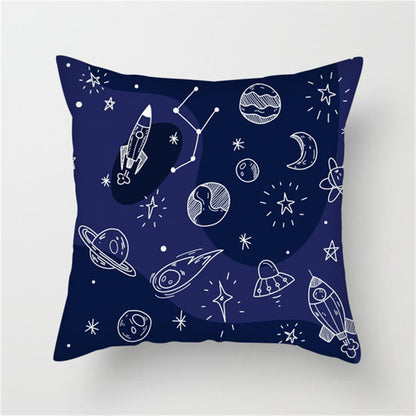 Spaceship Cartoon Cushion Cover Astronaut Rocket Pillow Case Household Pillow Case