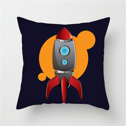 Spaceship Cartoon Cushion Cover Astronaut Rocket Pillow Case Household Pillow Case