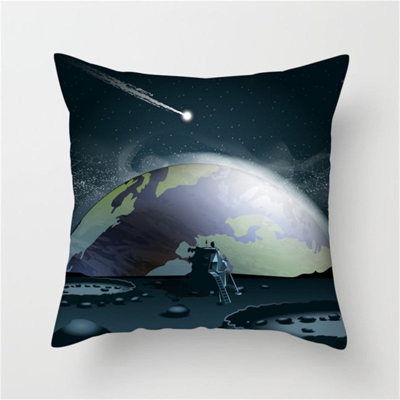 Spaceship Cartoon Cushion Cover Astronaut Rocket Pillow Case Household Pillow Case