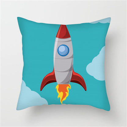 Spaceship Cartoon Cushion Cover Astronaut Rocket Pillow Case Household Pillow Case