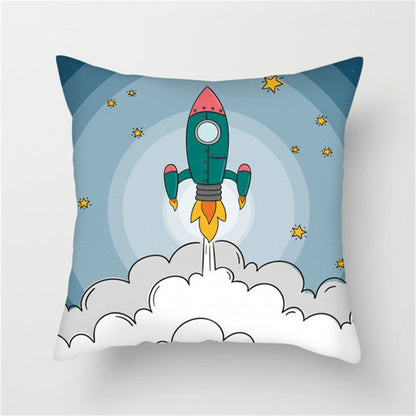 Spaceship Cartoon Cushion Cover Astronaut Rocket Pillow Case Household Pillow Case