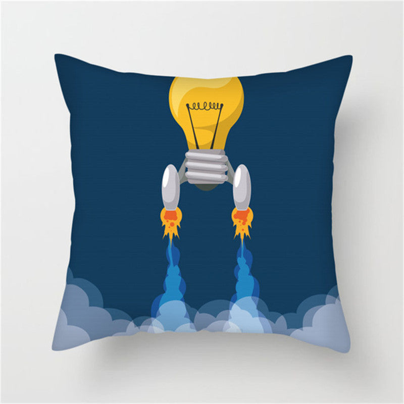 Spaceship Cartoon Cushion Cover Astronaut Rocket Pillow Case Household Pillow Case