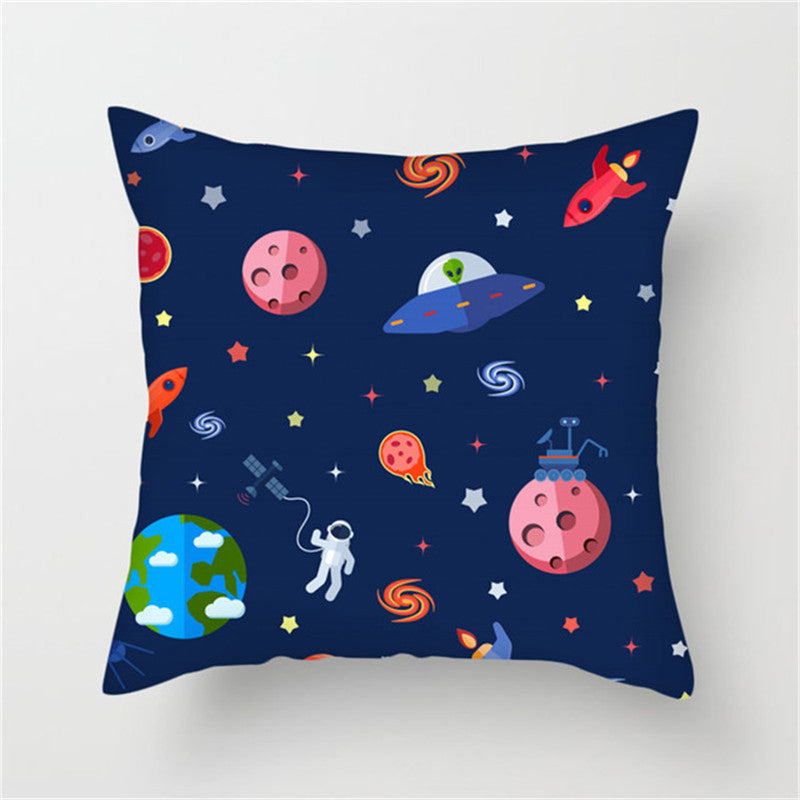 Spaceship Cartoon Cushion Cover Astronaut Rocket Pillow Case Household Pillow Case