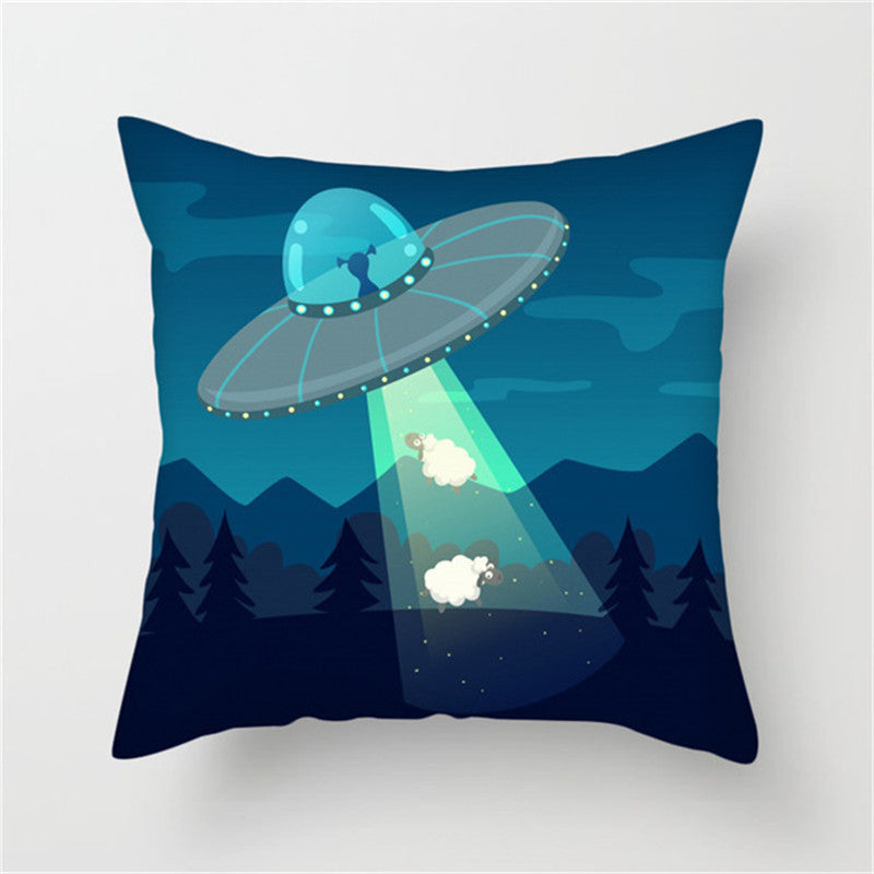 Spaceship Cartoon Cushion Cover Astronaut Rocket Pillow Case Household Pillow Case