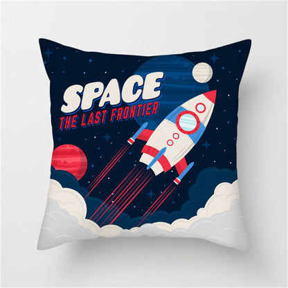 Spaceship Cartoon Cushion Cover Astronaut Rocket Pillow Case Household Pillow Case