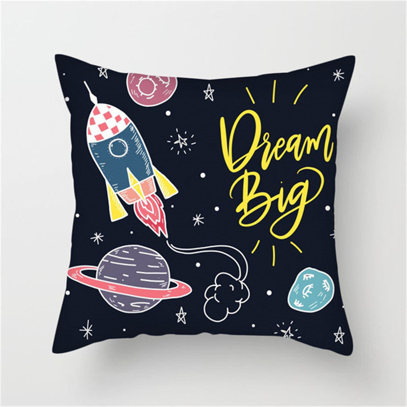 Spaceship Cartoon Cushion Cover Astronaut Rocket Pillow Case Household Pillow Case