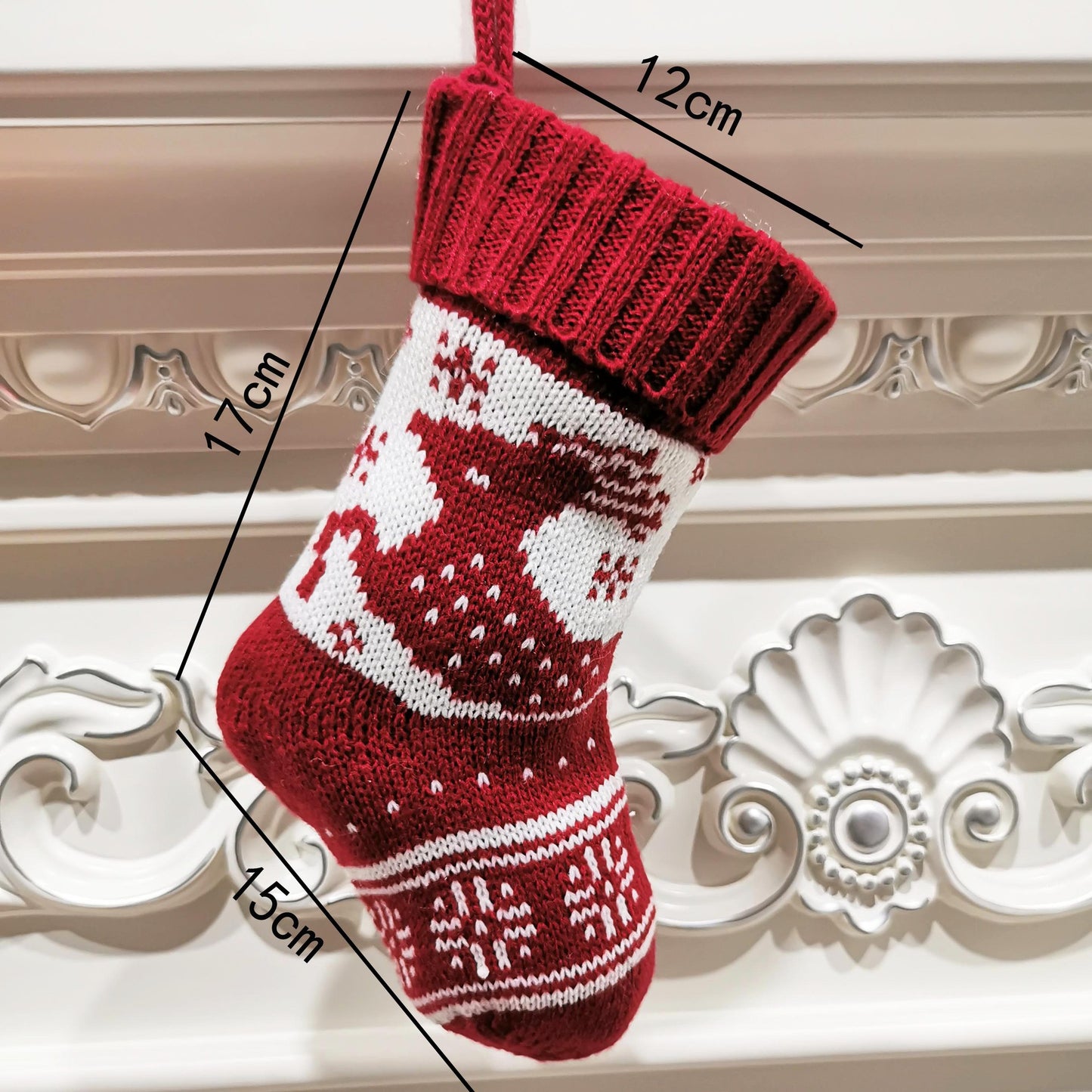 Christmas tree snowflake deer pattern knitted christmas socks gift bag