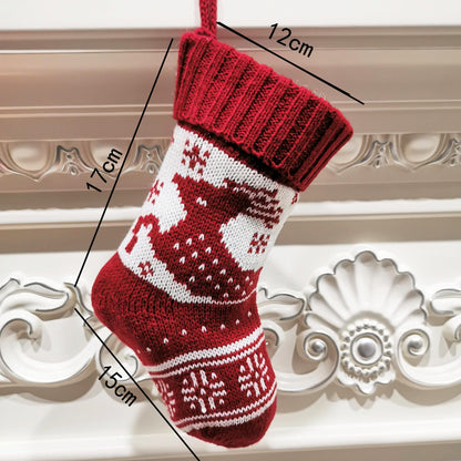 Christmas tree snowflake deer pattern knitted christmas socks gift bag
