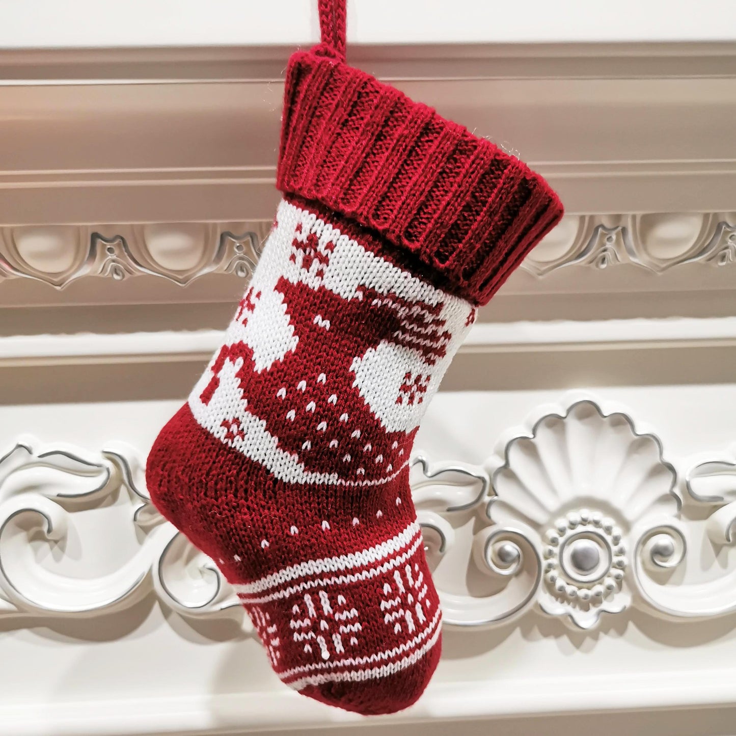 Christmas tree snowflake deer pattern knitted christmas socks gift bag