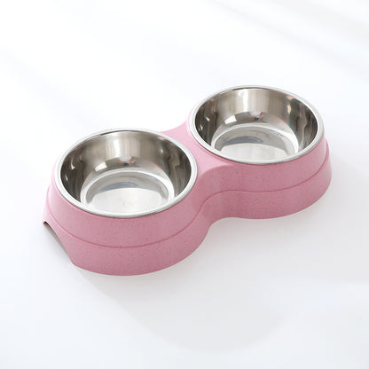 Double Pet Bowls Dog Food Water Feeder Stainless Steel Pet Drinking Dish Feeder Cat Puppy Feeding Supplies