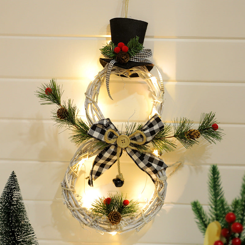 Christmas Pendant Christmas Rattan Circle With Lights Christmas Wreath Christmas Tree Home Decoration Pendant Props