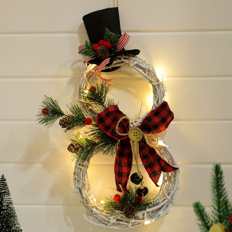 Christmas Pendant Christmas Rattan Circle With Lights Christmas Wreath Christmas Tree Home Decoration Pendant Props