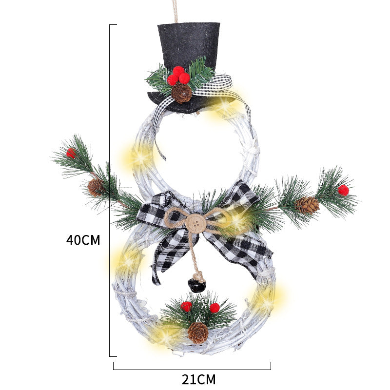 Christmas Pendant Christmas Rattan Circle With Lights Christmas Wreath Christmas Tree Home Decoration Pendant Props