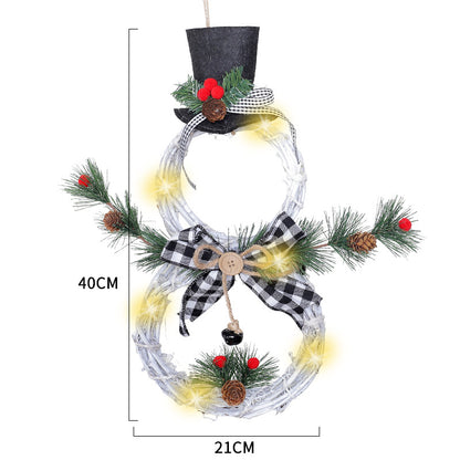 Christmas Pendant Christmas Rattan Circle With Lights Christmas Wreath Christmas Tree Home Decoration Pendant Props