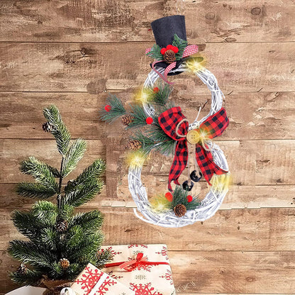 Christmas Pendant Christmas Rattan Circle With Lights Christmas Wreath Christmas Tree Home Decoration Pendant Props