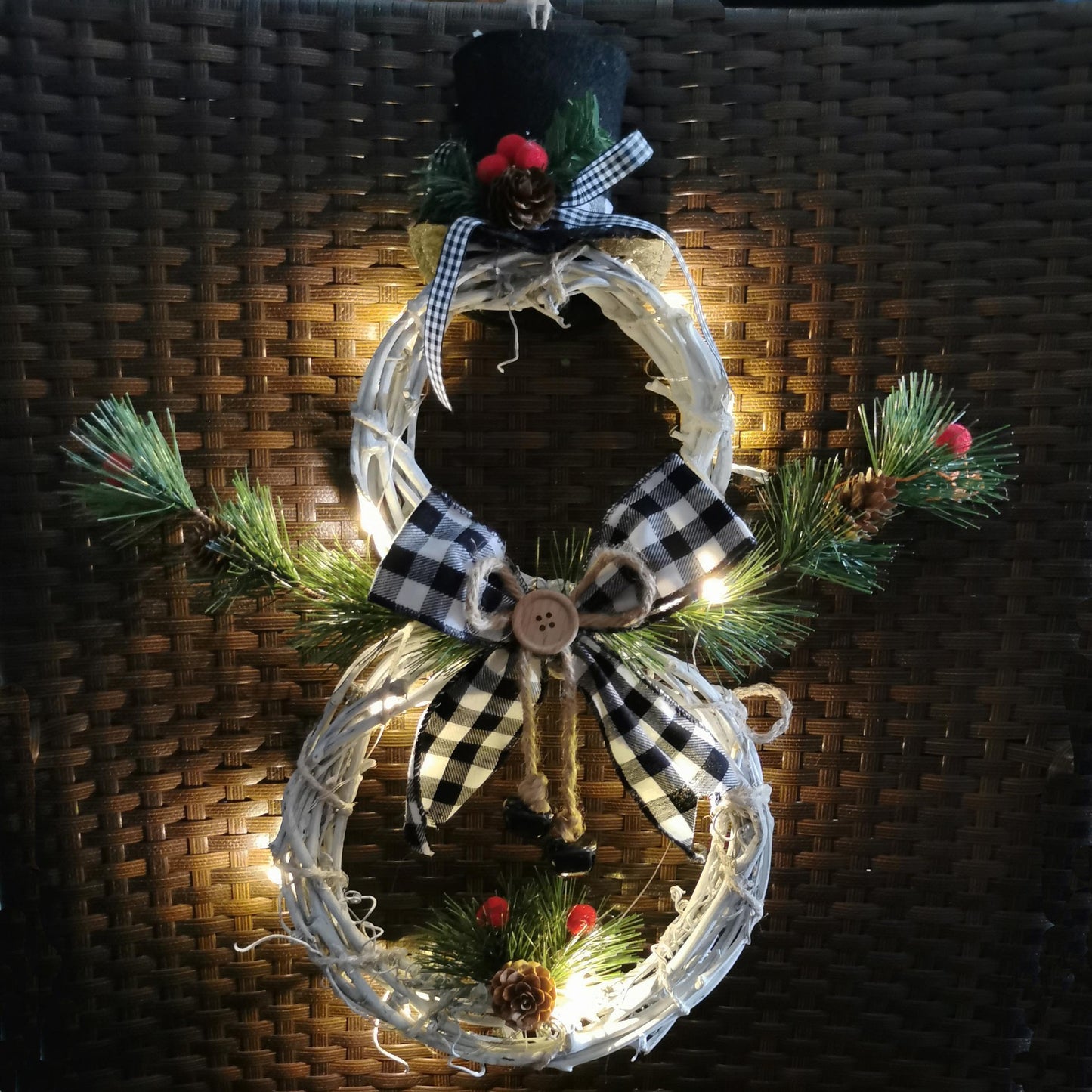 Christmas Pendant Christmas Rattan Circle With Lights Christmas Wreath Christmas Tree Home Decoration Pendant Props